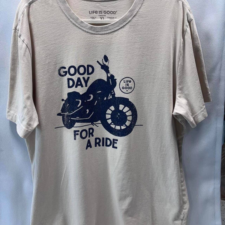 Life is Good Motorcycle Graphic Tee XL Gray Biker Casual Streetwear