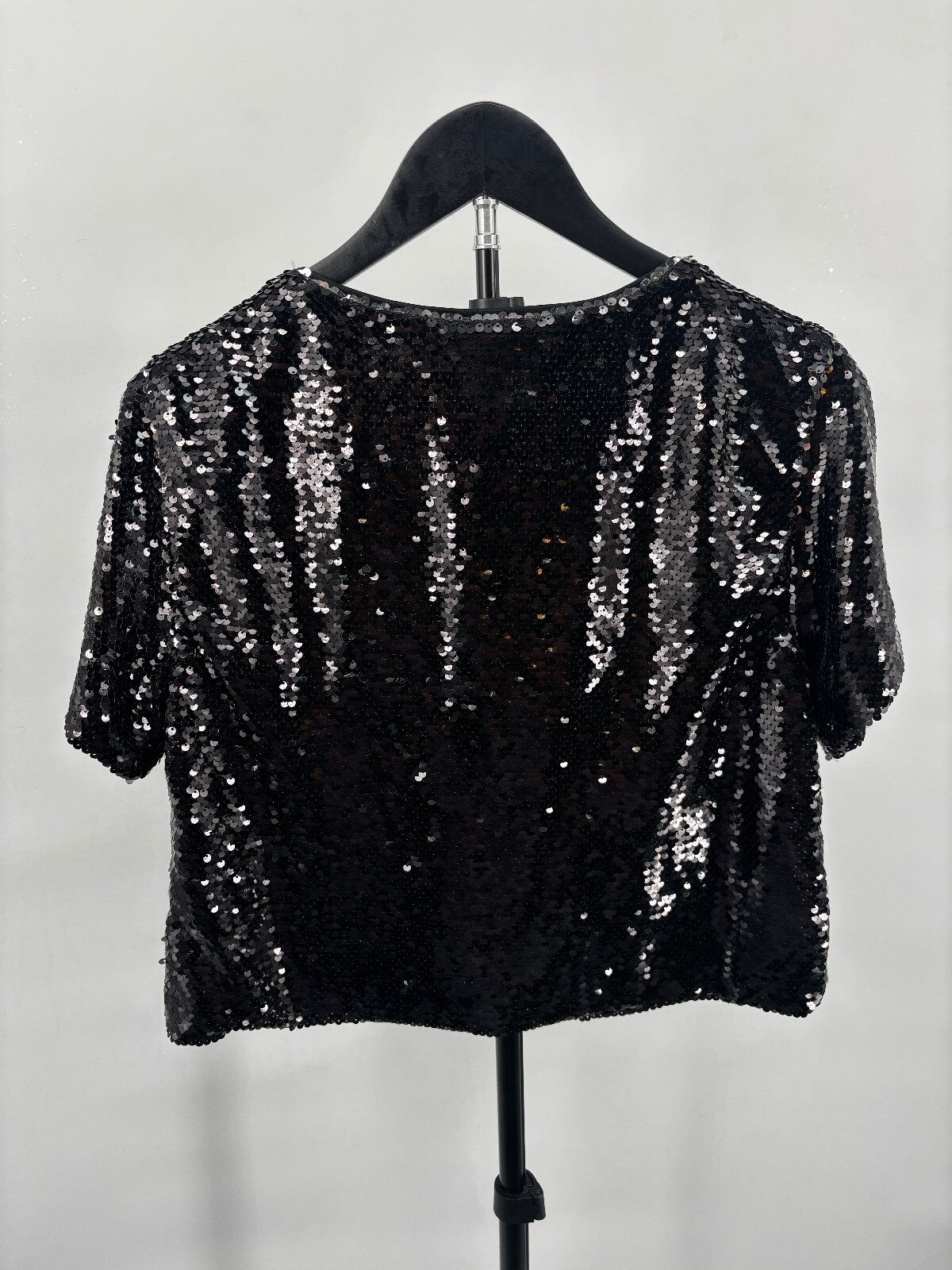 She + Sky Black Sequin Party Top Women's Small