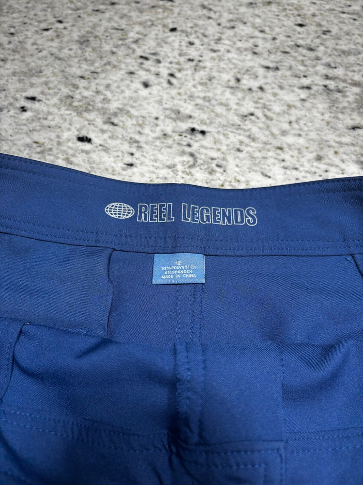 Reel Legends Blue Performance Fishing Shorts Women's Size 12 Stretch Outdoor Casual