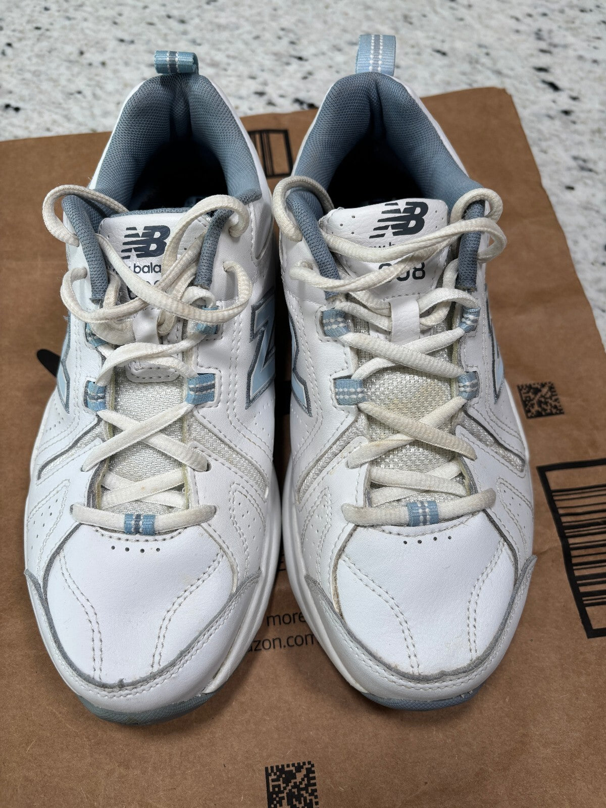New Balance 608v5 White Blue Chunky Sneakers Women's 7