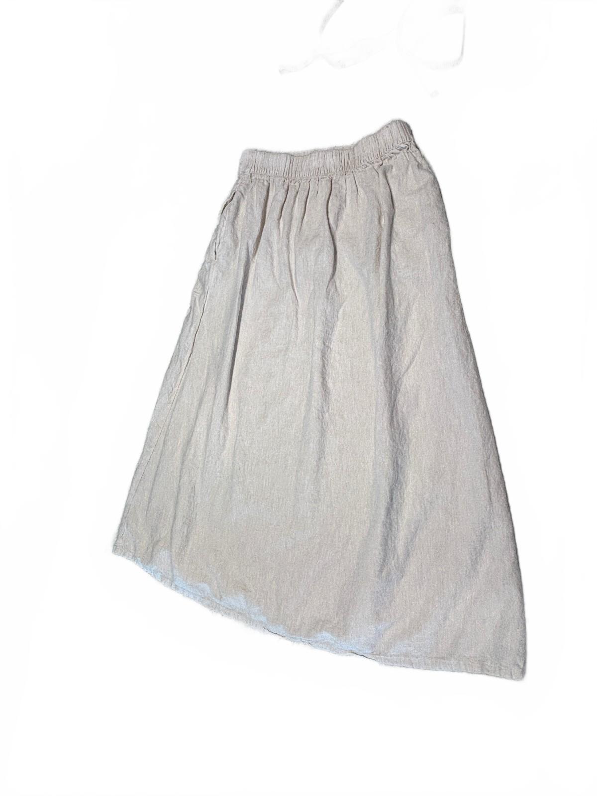 Light Gray Taupe Gathered Skirt Elastic Waist Lightweight Flowy Womens