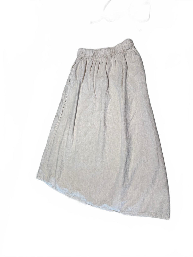 Light Gray Taupe Gathered Skirt Elastic Waist Lightweight Flowy Womens