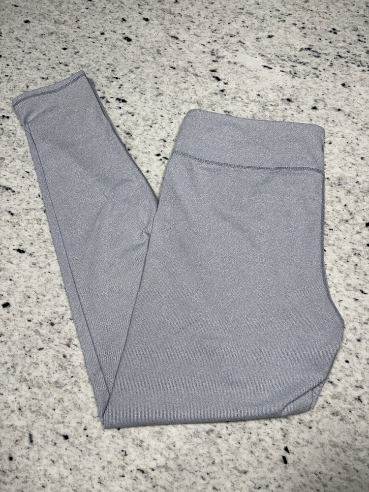 Fabletics Gray High-Waisted Leggings with Subtle Stripe Detail