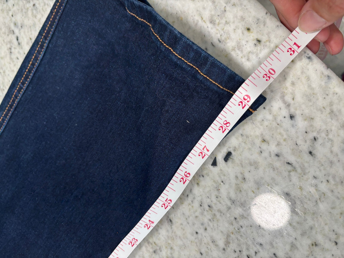 Y2K Dark Wash Denim Cargo Jeans Contrast Stitch Workwear Size M
