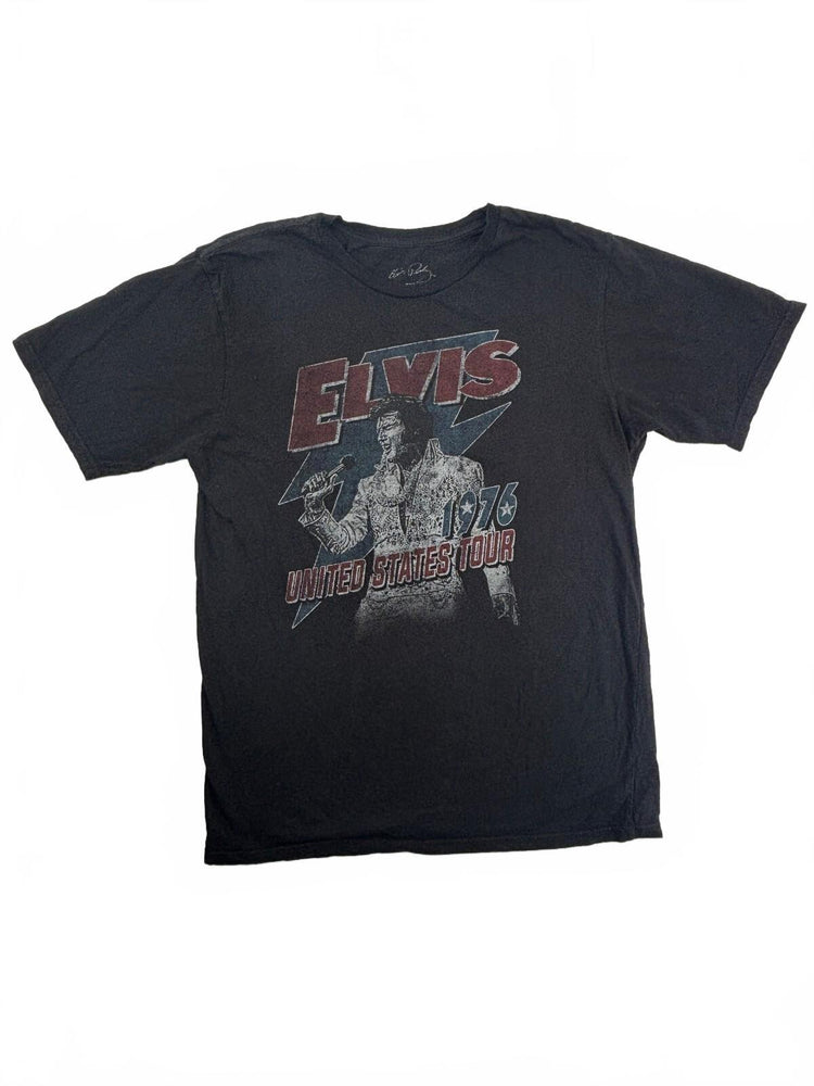 Elvis Presley 1975 Tour Tee 2XL Faded Black Retro Rock Graphic