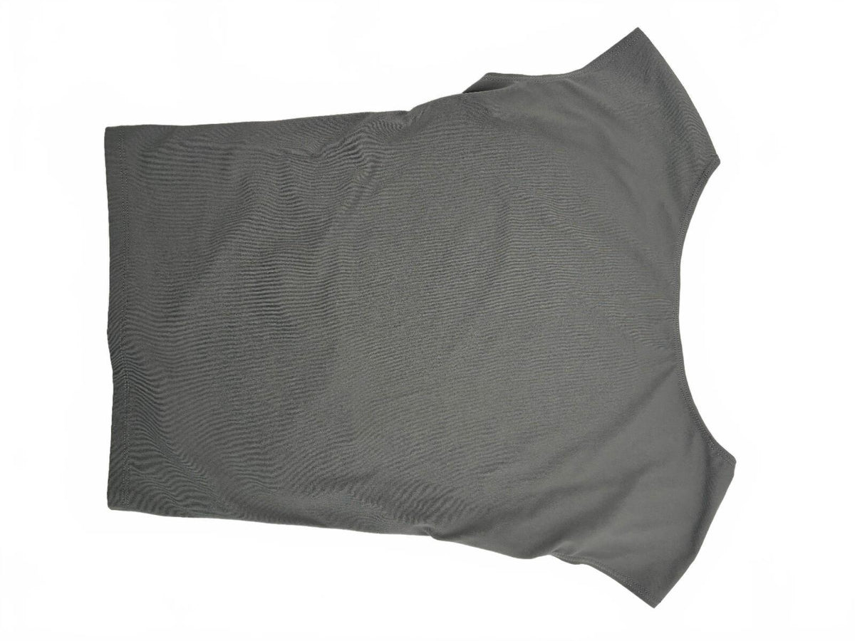 Gray Open Back Athletic Tank Top Women's Small Nylon Spandex Workout Yoga Gym