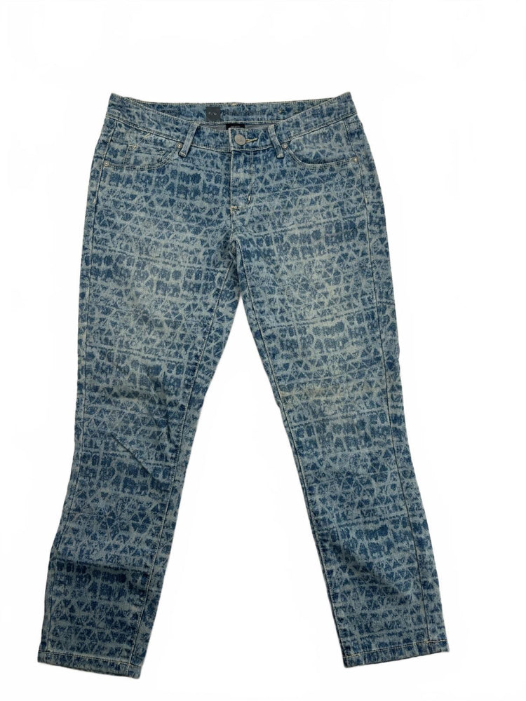 Y2K Abstract Geometric Print Jeans Blue Patterned Denim Size 4 Mossimo
