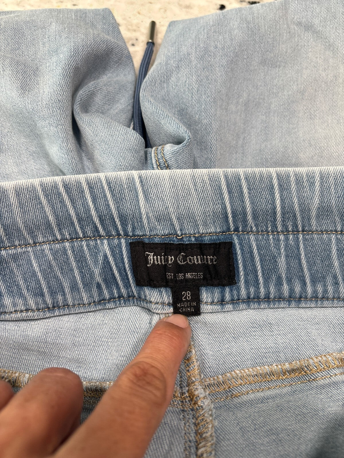 Juicy Couture Y2K Light Blue Denim Drawstring Jeans Size 28
