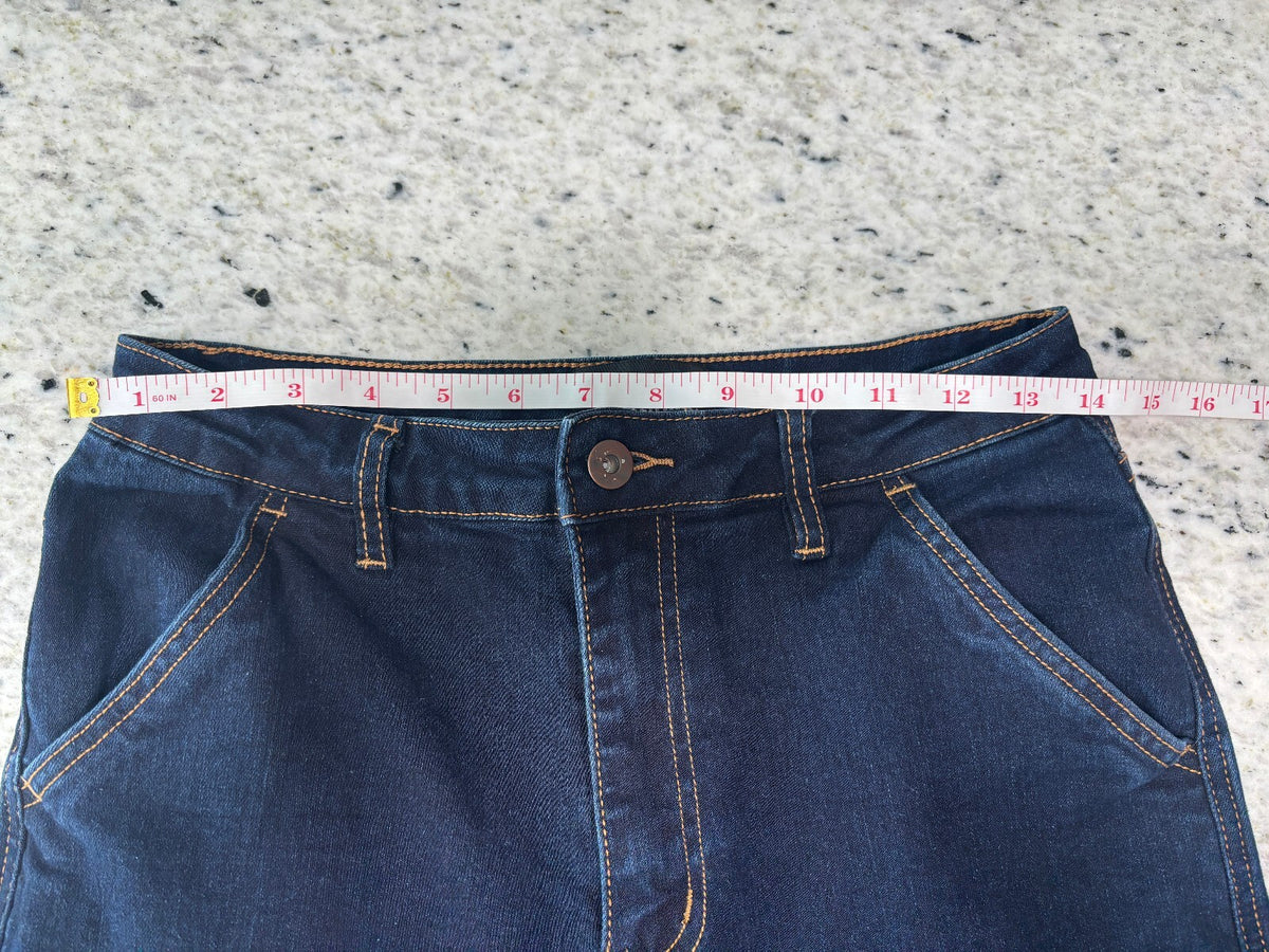 Y2K Dark Wash Denim Cargo Jeans Contrast Stitch Workwear Size M