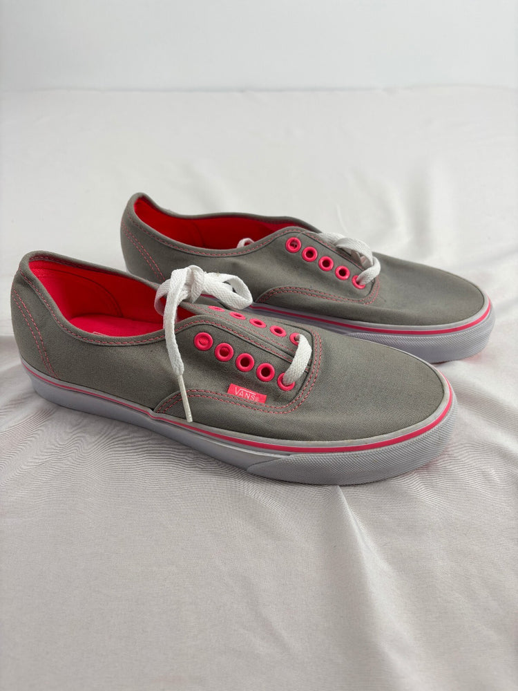 Vans Authentic Gray Neon Pink Low Top Canvas Sneakers Women's 8.5 Men's 7