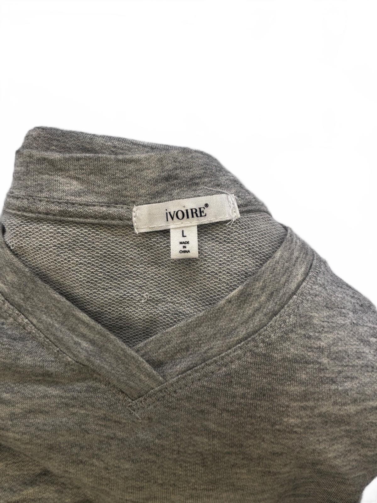 Ivoire Grey Oversized Batwing V Neck Slouchy Top L