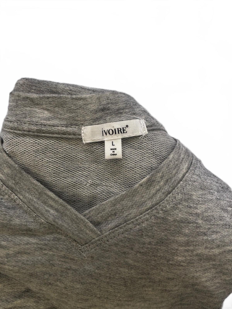 Ivoire Grey Oversized Batwing V Neck Slouchy Top L