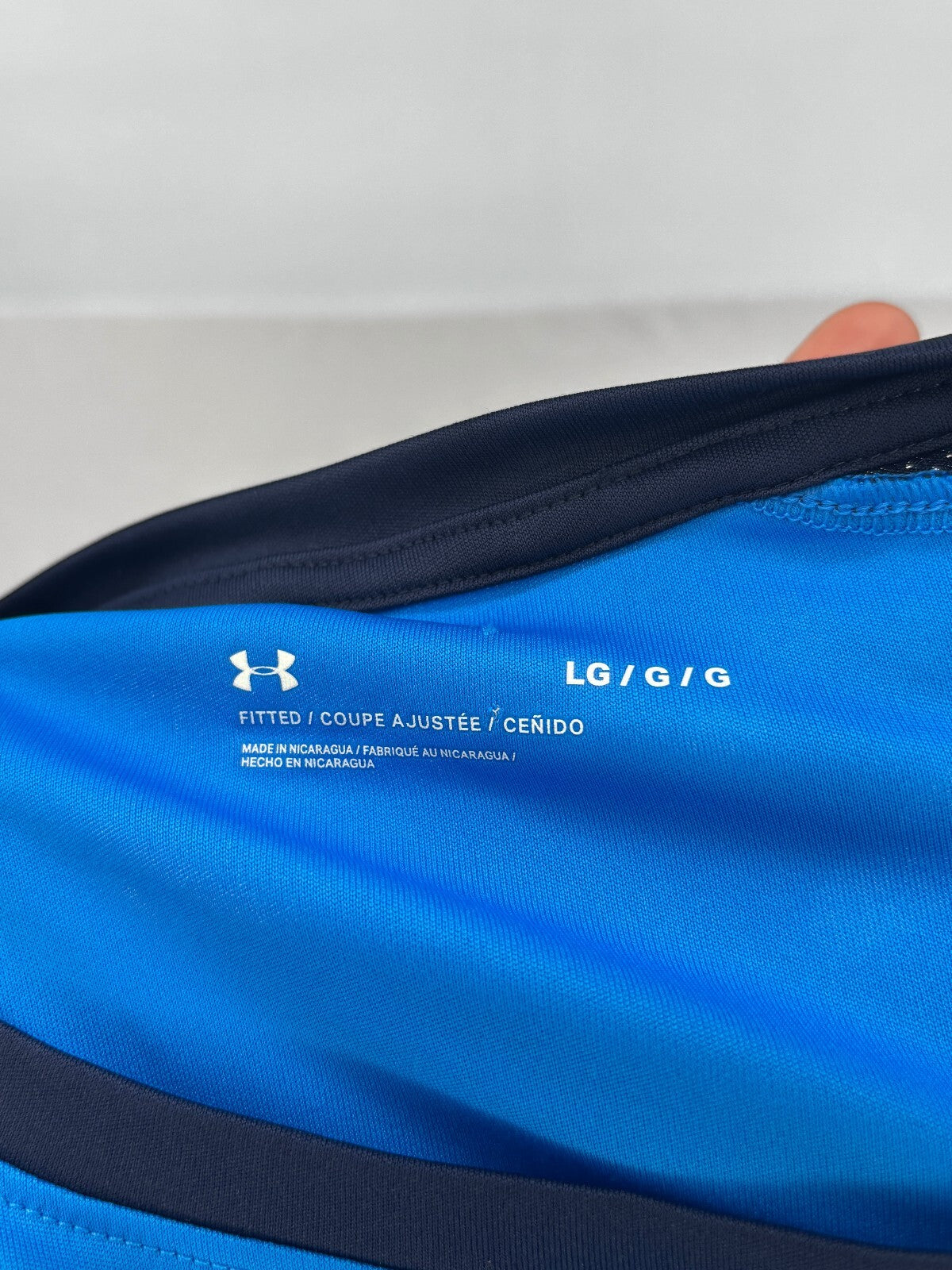 Under Armour Royal Blue Black Long Sleeve Athletic Gym Top Large