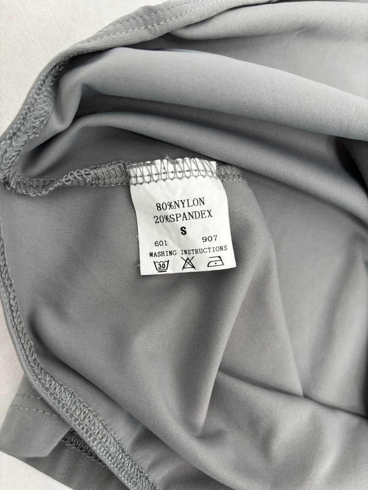Gray Open Back Athletic Tank Top Women's Small Nylon Spandex Workout Yoga Gym