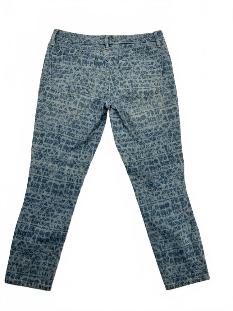 Y2K Abstract Geometric Print Jeans Blue Patterned Denim Size 4 Mossimo