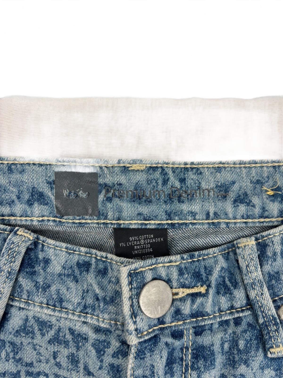 Y2K Abstract Geometric Print Jeans Blue Patterned Denim Size 4 Mossimo