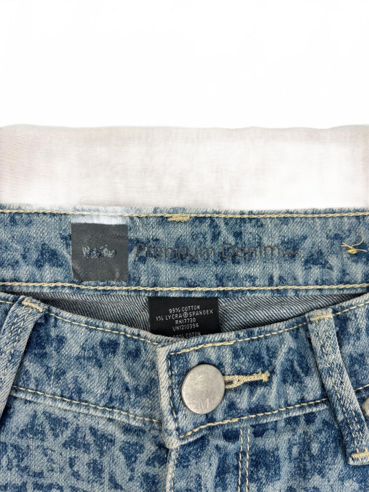 Y2K Abstract Geometric Print Jeans Blue Patterned Denim Size 4 Mossimo