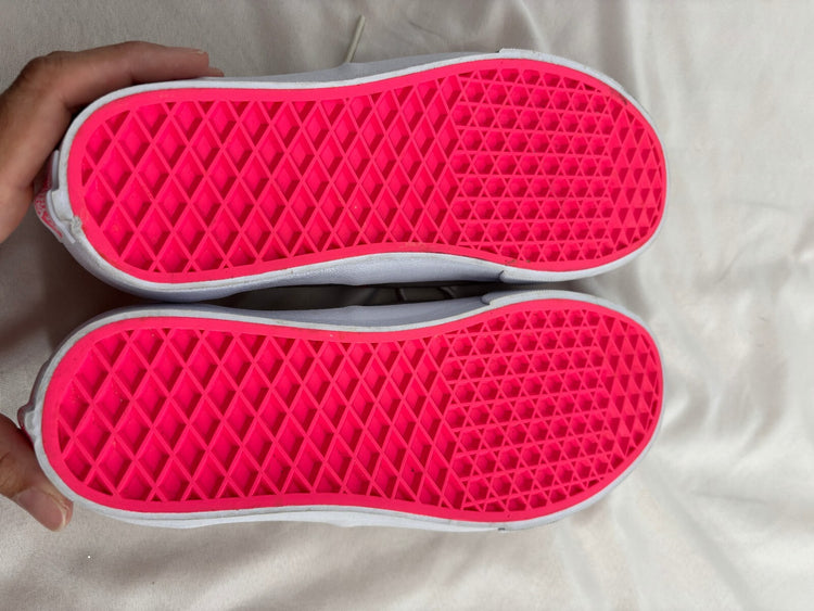 Vans Authentic Gray Neon Pink Low Top Canvas Sneakers Women's 8.5 Men's 7