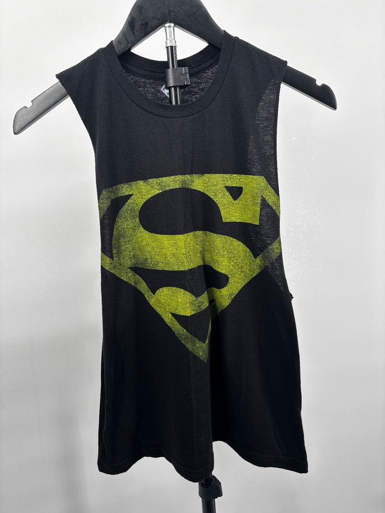 DC Comics Superman Sleeveless Muscle Tank Top Black and Yellow Size XS