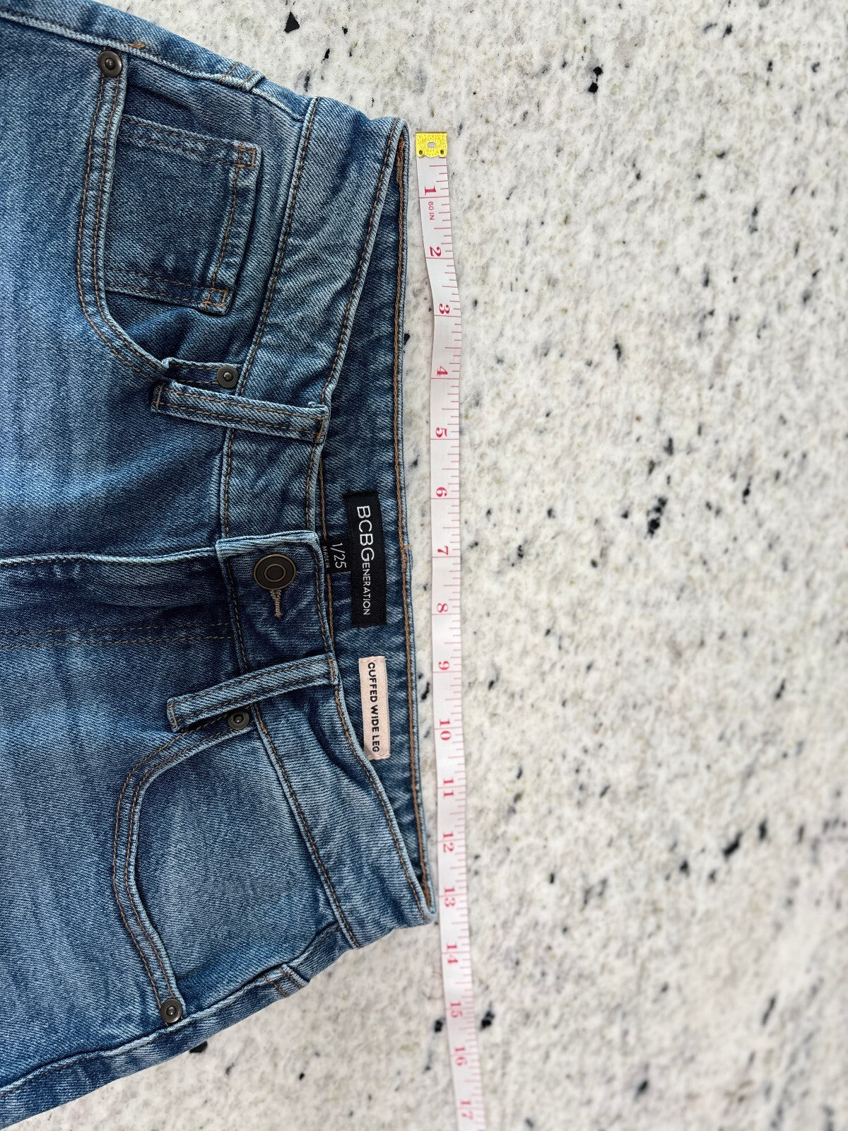 BCBGeneration Cuffed Wide Leg Jeans Y2K Blue Denim Size 25