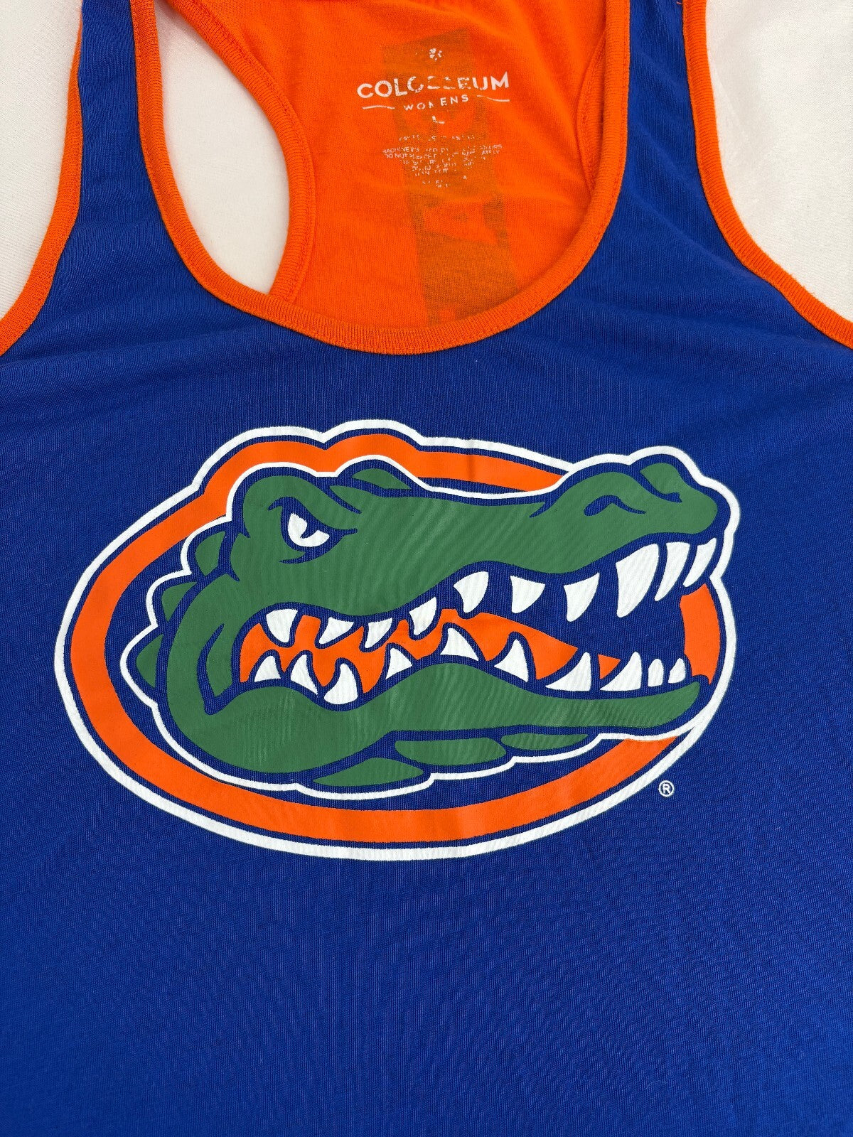 Colosseum Florida Gators Women's L Racerback Tank Top Blue Orange UF Gator Logo