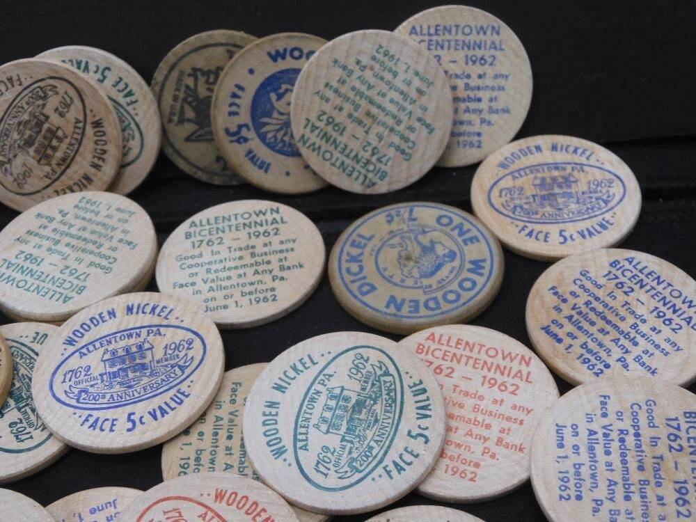Vintage Wooden Nickels - Lot Of 70+