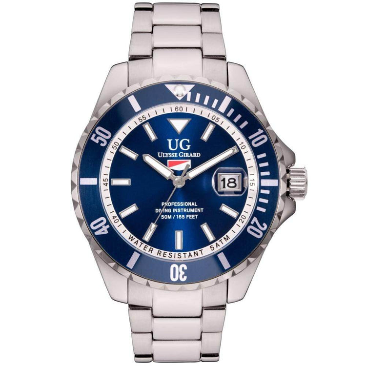 Ulysse Girard 42mm Case Sport Diver Watch Blue Dial Watch