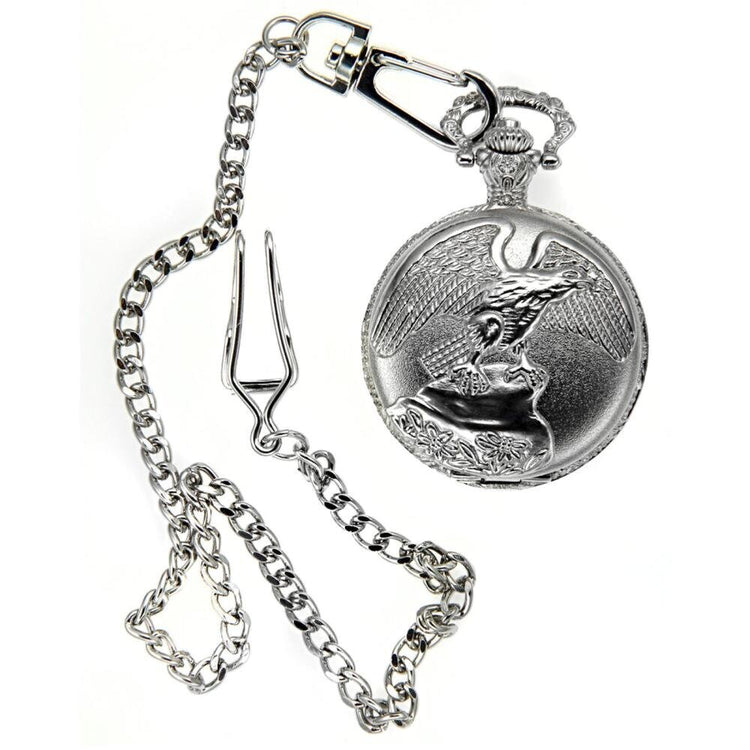 Rousseau 42mm Case Eagle Engraved Pocket Watch