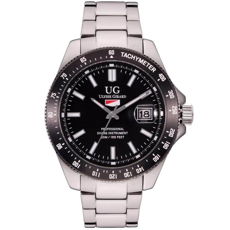 Ulysse Girard 42mm Case Sport Diver Watch Black Dial Watch