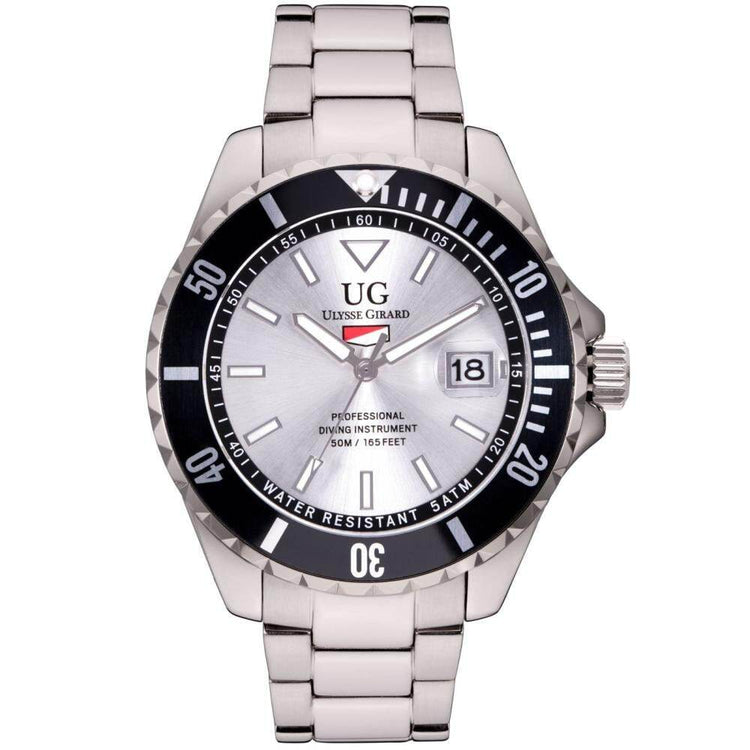 Ulysse Girard 42mm Case Sport Diver White Dial