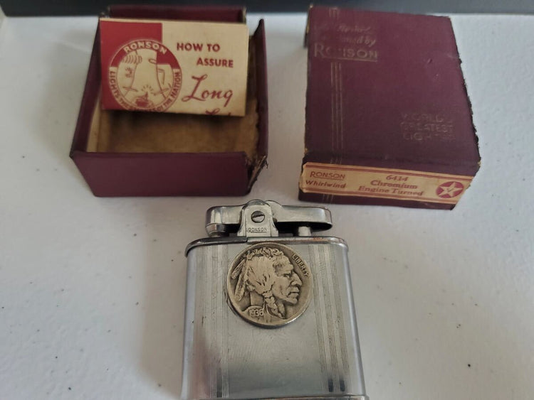 Ronson 6414 Lighter with Buffalo Nickel