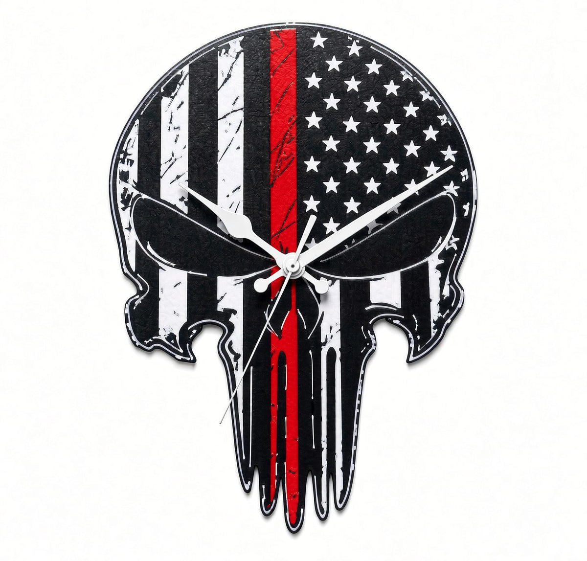 Thin Blue Line & Thin Red Line Punisher Skull Wall Clocks
