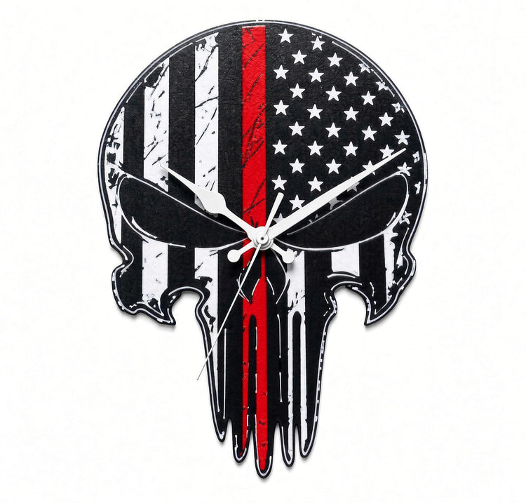 Thin Blue Line & Thin Red Line Punisher Skull Wall Clocks