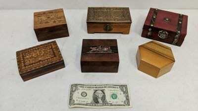 6 Small Vintage Wooden Boxes