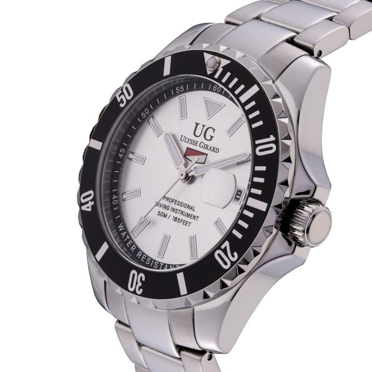 Ulysse Girard 42mm Case Sport Diver White Dial