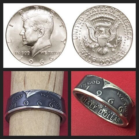 Kennedy Half Dollar- SILVER Coin Ring