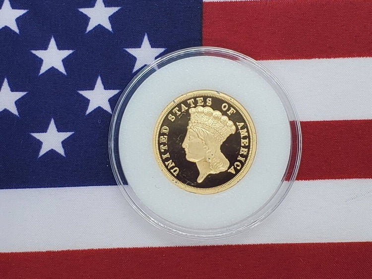 1870 3 Dollar Coin- Gold Clad Coin