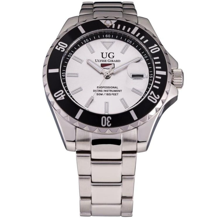 Ulysse Girard 42mm Case Sport Diver White Dial