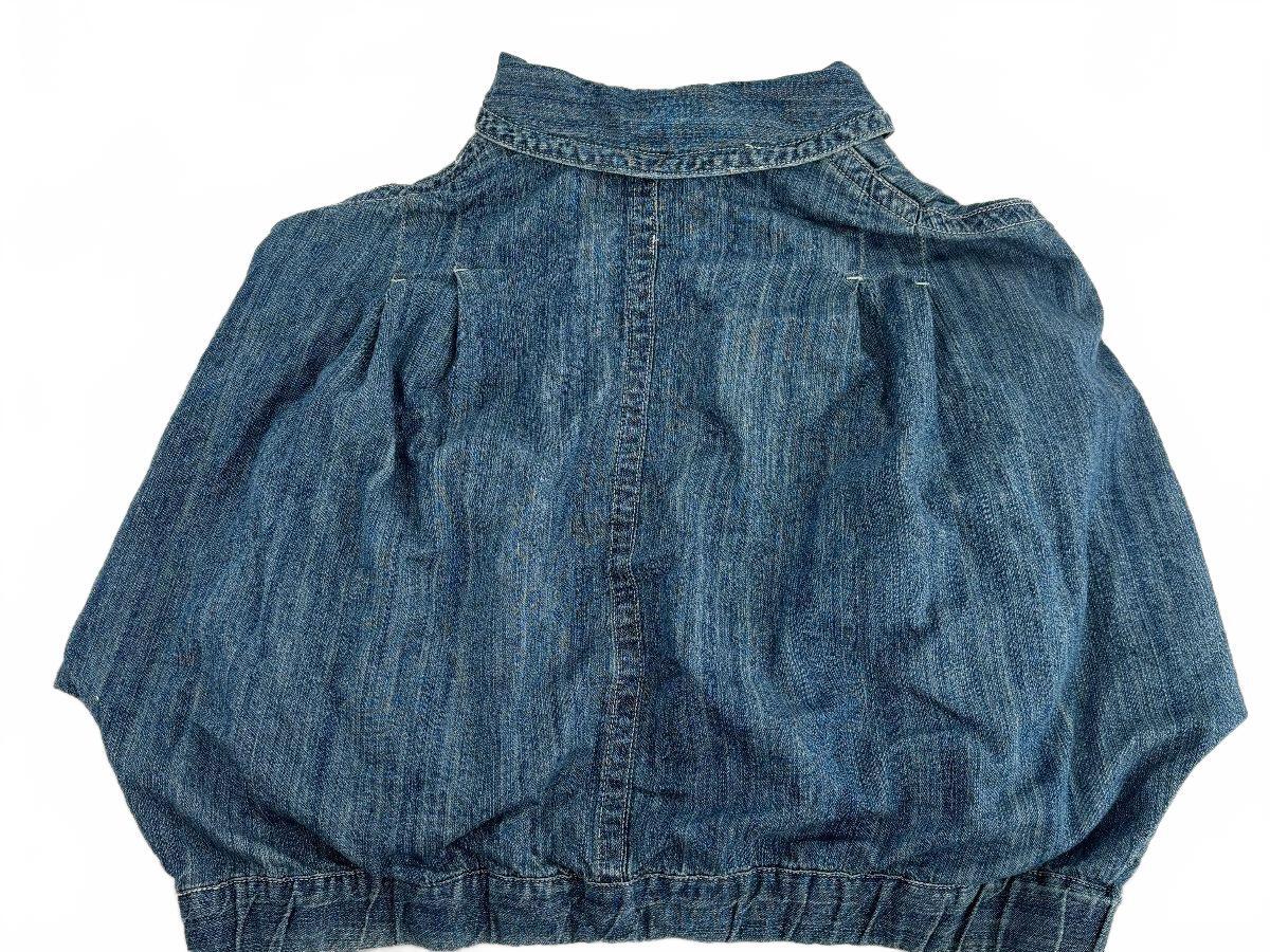 Jeanology Collection Cropped Denim Jacket Women's 16 Blue Bomber Balloon Y2K