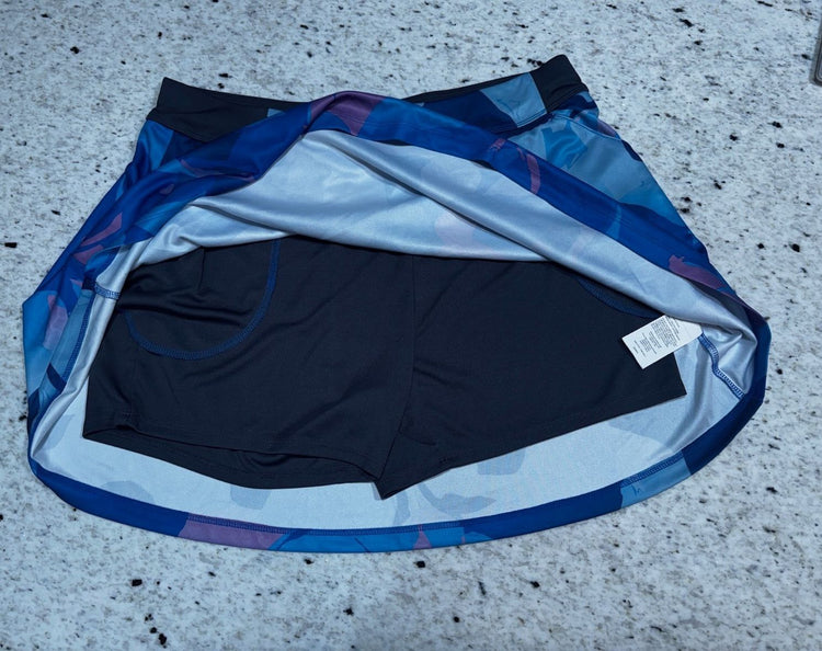 Callaway Women's Blue Floral Golf Skort with Built-in Shorts, Size Large