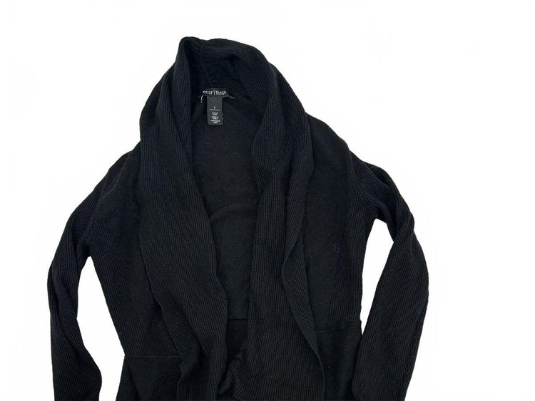 White House Black Market Black Open Front Shawl Collar Cardigan Women's Small