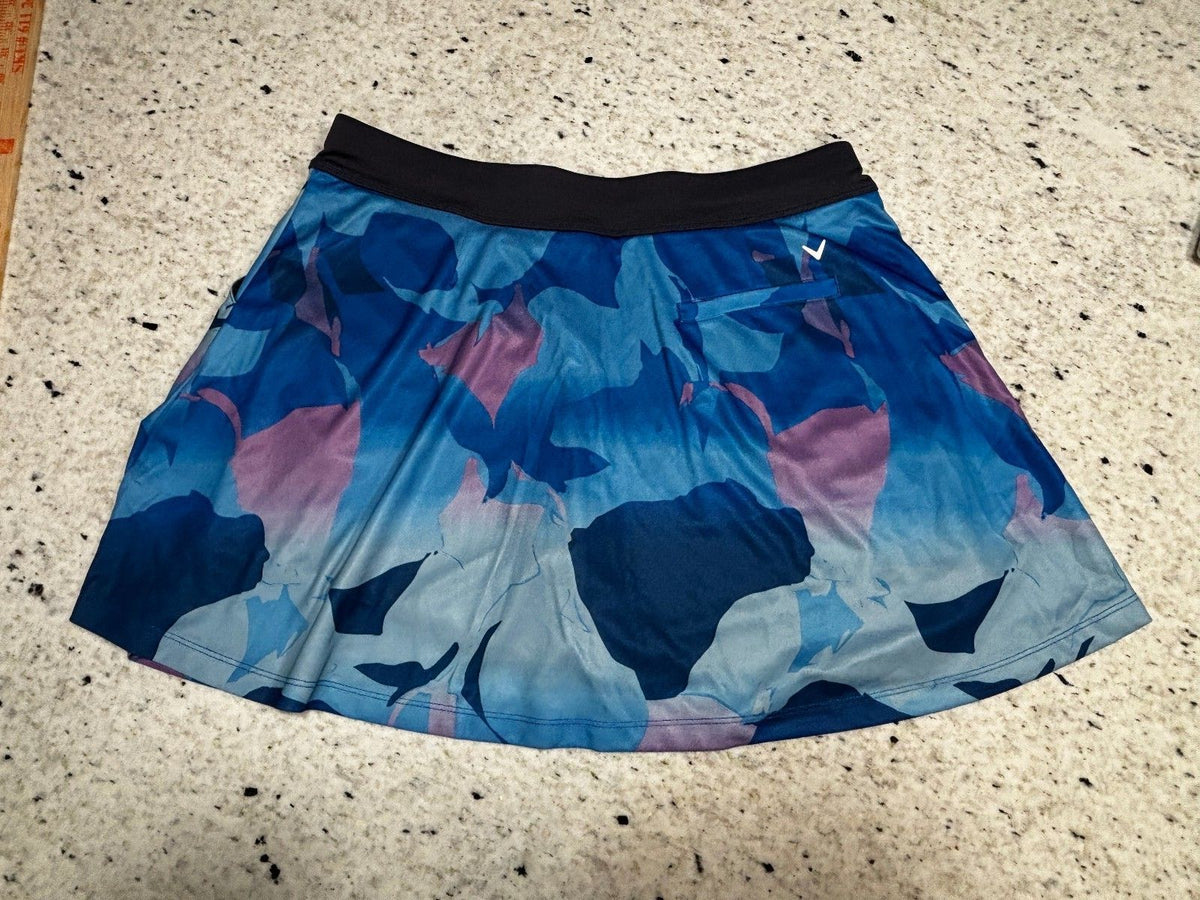 Callaway Women's Blue Floral Golf Skort with Built-in Shorts, Size Large