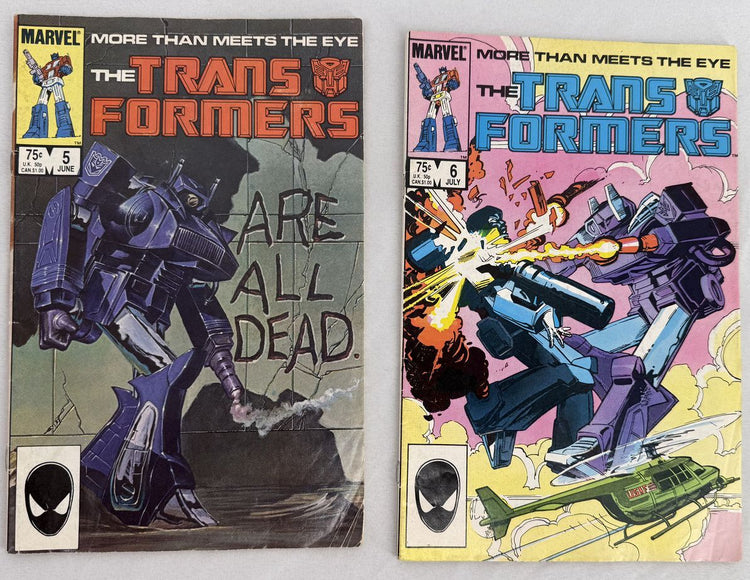 Marvel Transformers #4 #5 #6 Lot 1985 – 1st Shockwave + They Are All Dead Cover