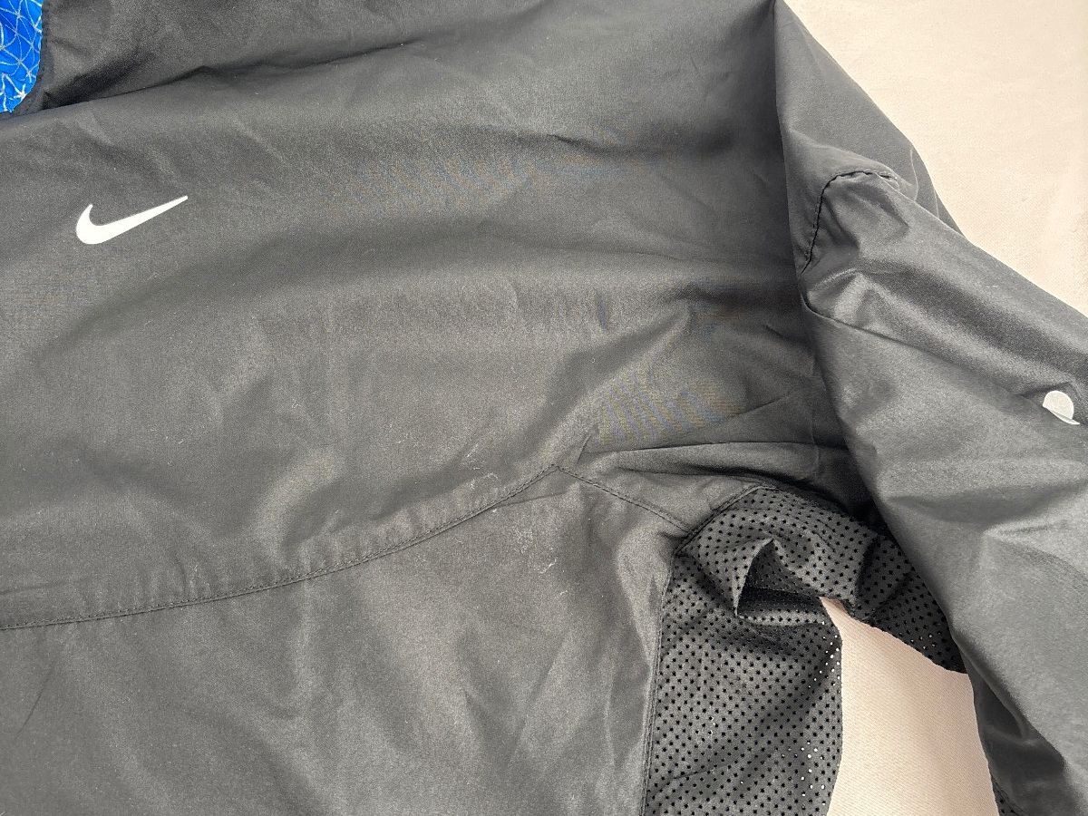 Nike Men's XL Running Jacket Black Blue Reflective Hood Flash Full Zip