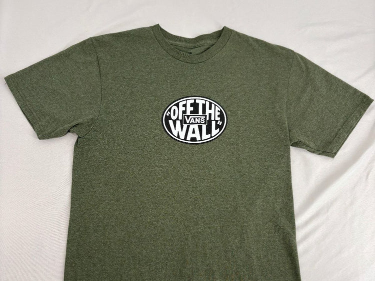 Vans Olive Green Off The Wall Graphic Tee Skater Streetwear Casual