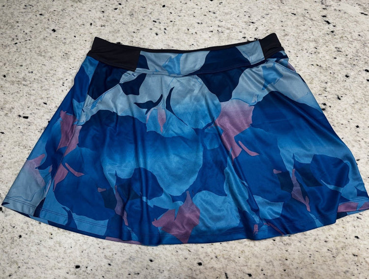 Callaway Women's Blue Floral Golf Skort with Built-in Shorts, Size Large