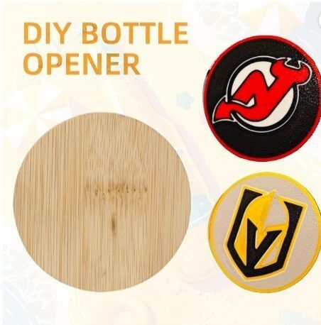 Magnetic Bamboo Bottle Opener with Team Logo, Fridge Magnet, NFL-NHL-MLB