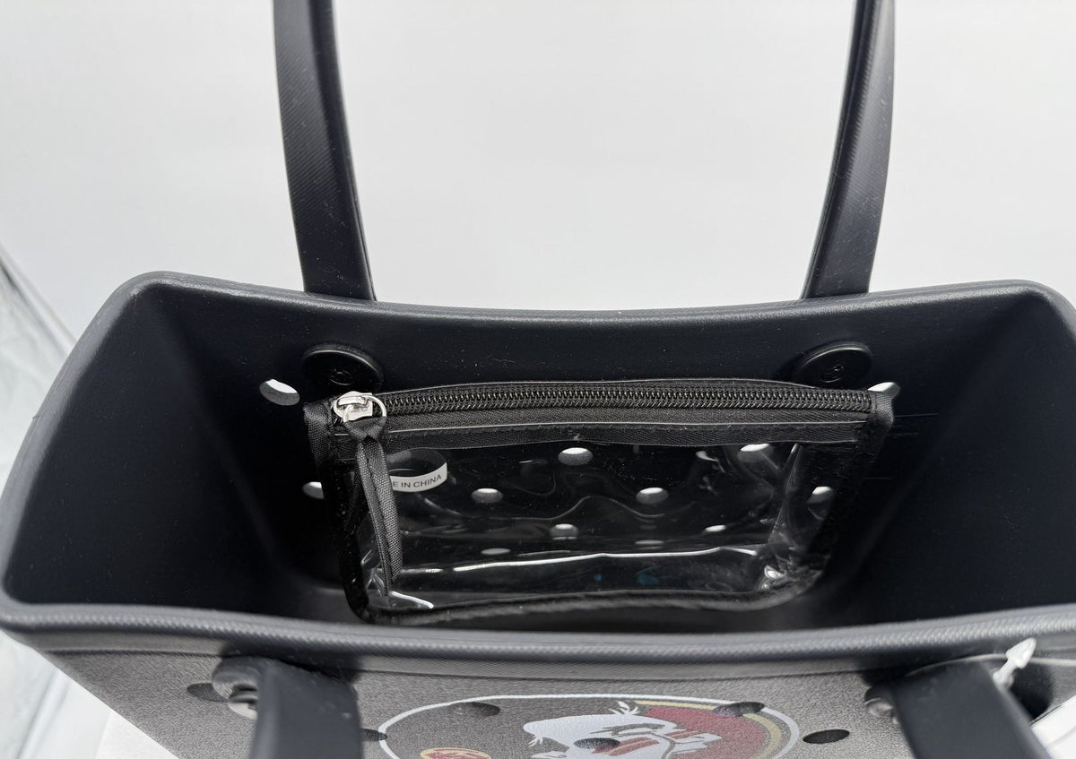 Bogg Bitty Bag Florida State Seminoles Black Small Tote with Clear Zipper Pouch