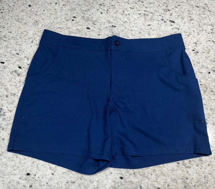 Reel Legends Blue Performance Fishing Shorts Women's Size 12 Stretch Outdoor Casual