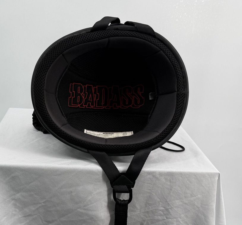 Badass 2XL Fiber Matte Black Motorcycle Helmet with Protective Cover